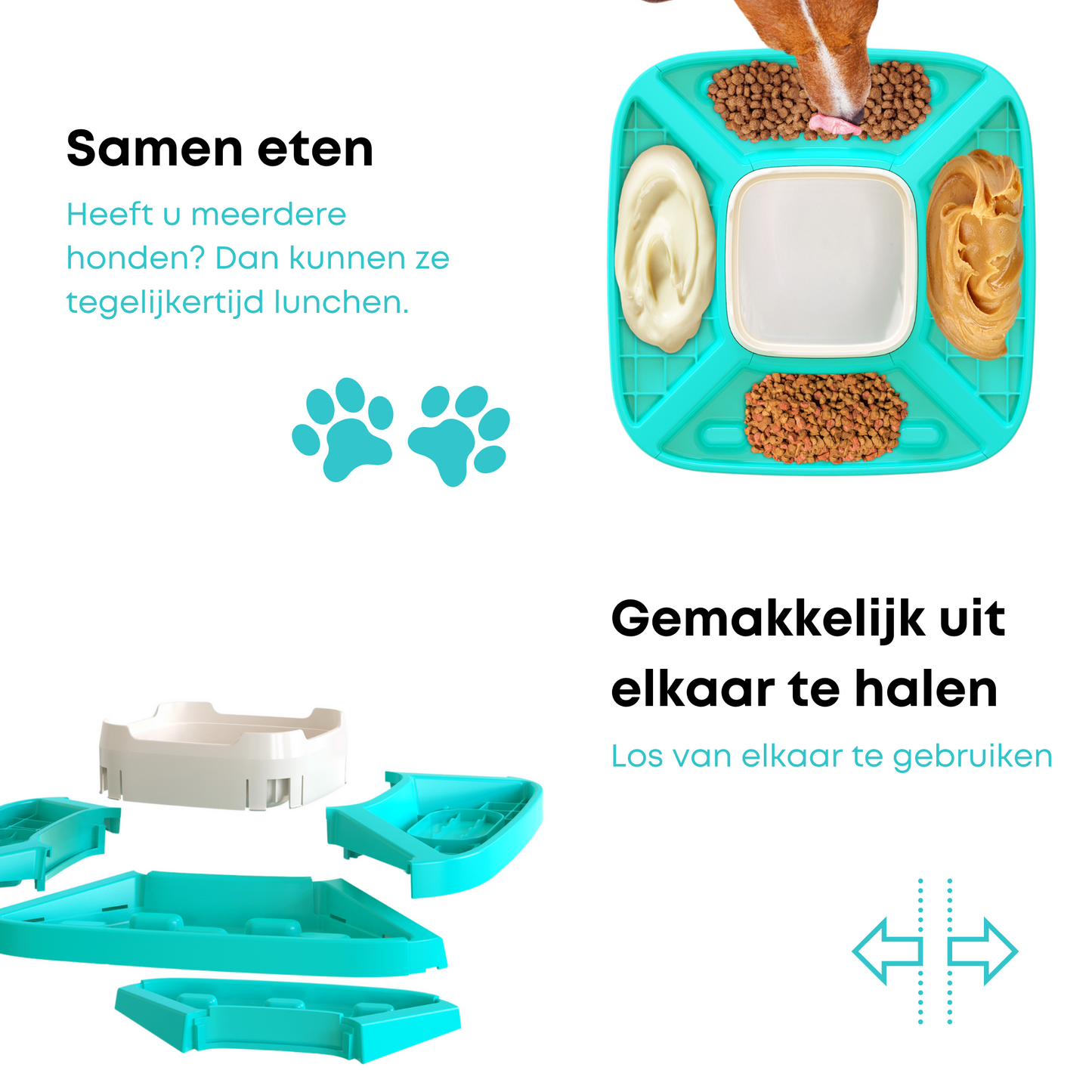 Dog Bowl With Bowl Medium Large &amp; Large Dogs White (2 In 1)