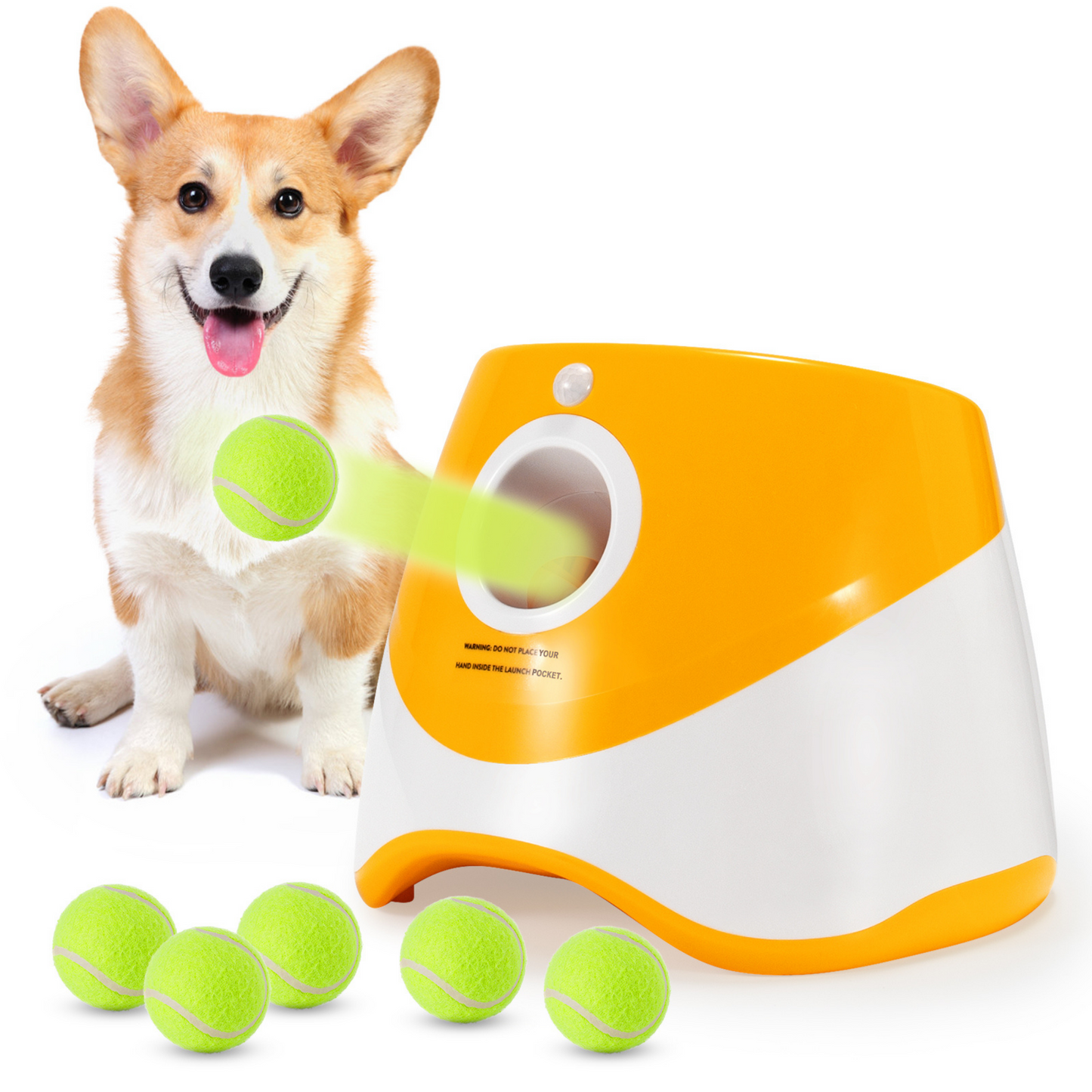 Dog Ball Launcher Small &amp; Medium Large Dogs Yellow