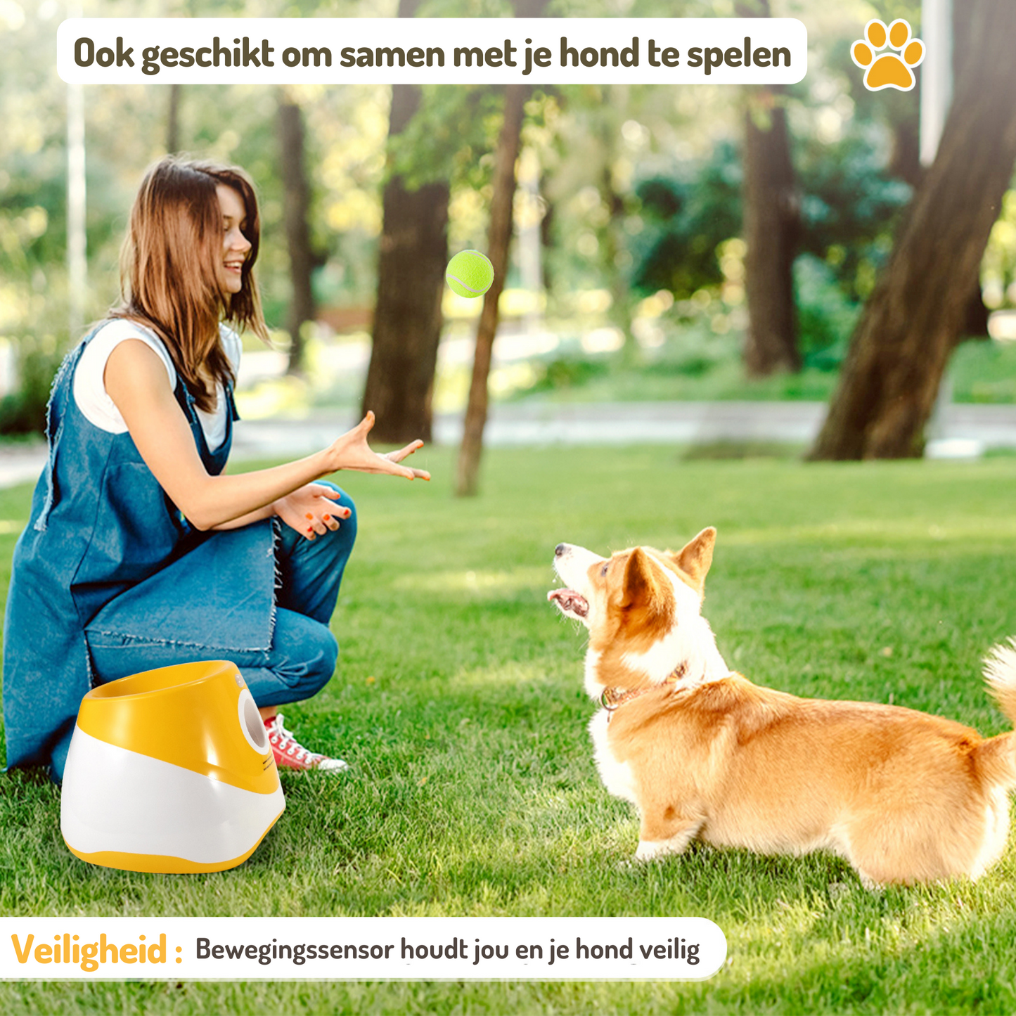 Dog Ball Launcher Small &amp; Medium Large Dogs Yellow